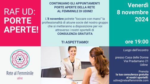 Rete al Femminile Udine Porte Aperte Novembre 2024