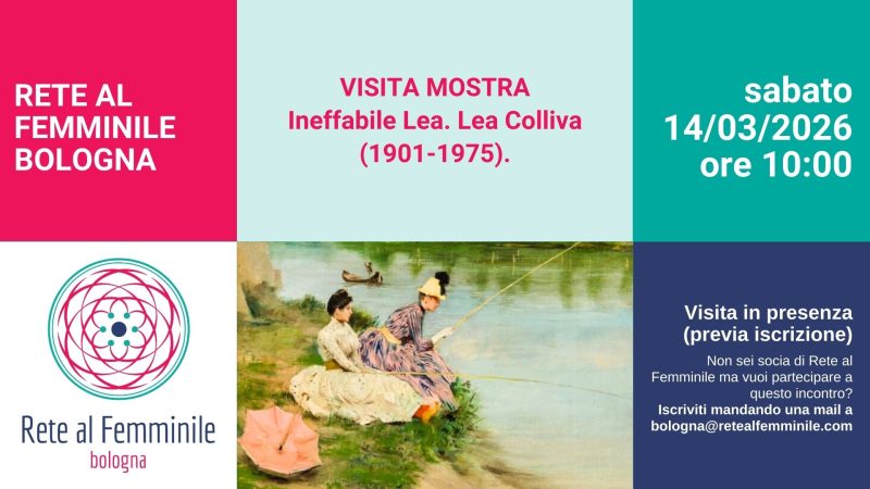 Locandina incontro per imprenditrici e libere professioniste. Visita mostra a Bologna + networking.