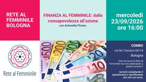 Locandina Rete al Femminile incontro mensile: Finanza al Femminile con Antonella Pirone.